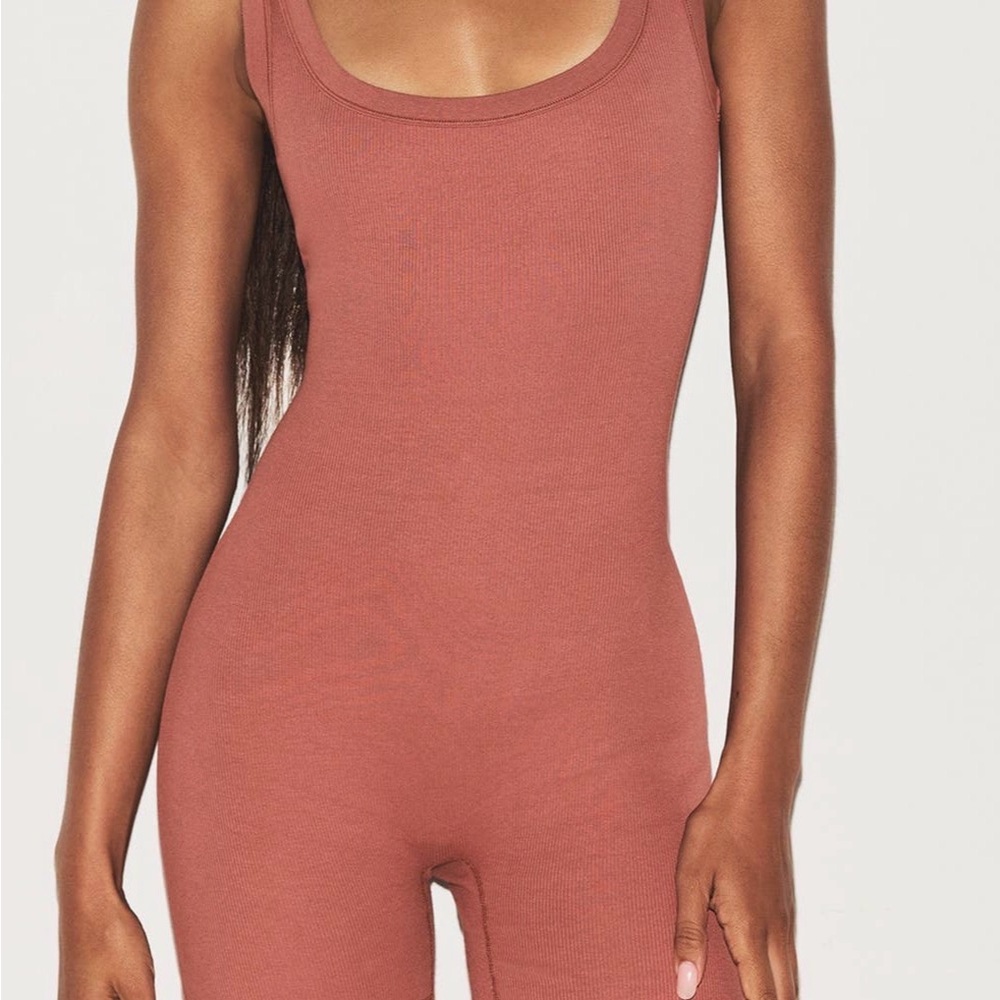 SKIMS Cotton Rib Romper in Redwood